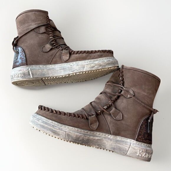 Karma Of Charme Malita Moccasin Boot Size 38 Brown Suede Leather - Picture 7 of 10